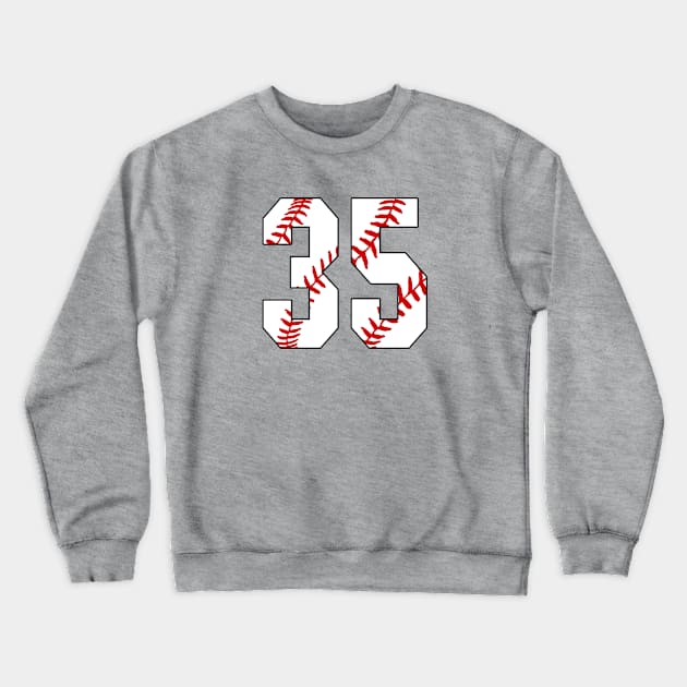 Baseball Number 35 #35 Baseball Shirt Jersey Favorite Player Biggest Fan Crewneck Sweatshirt by TeeCreations